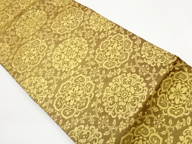 華文に花唐草模様織出し名古屋帯